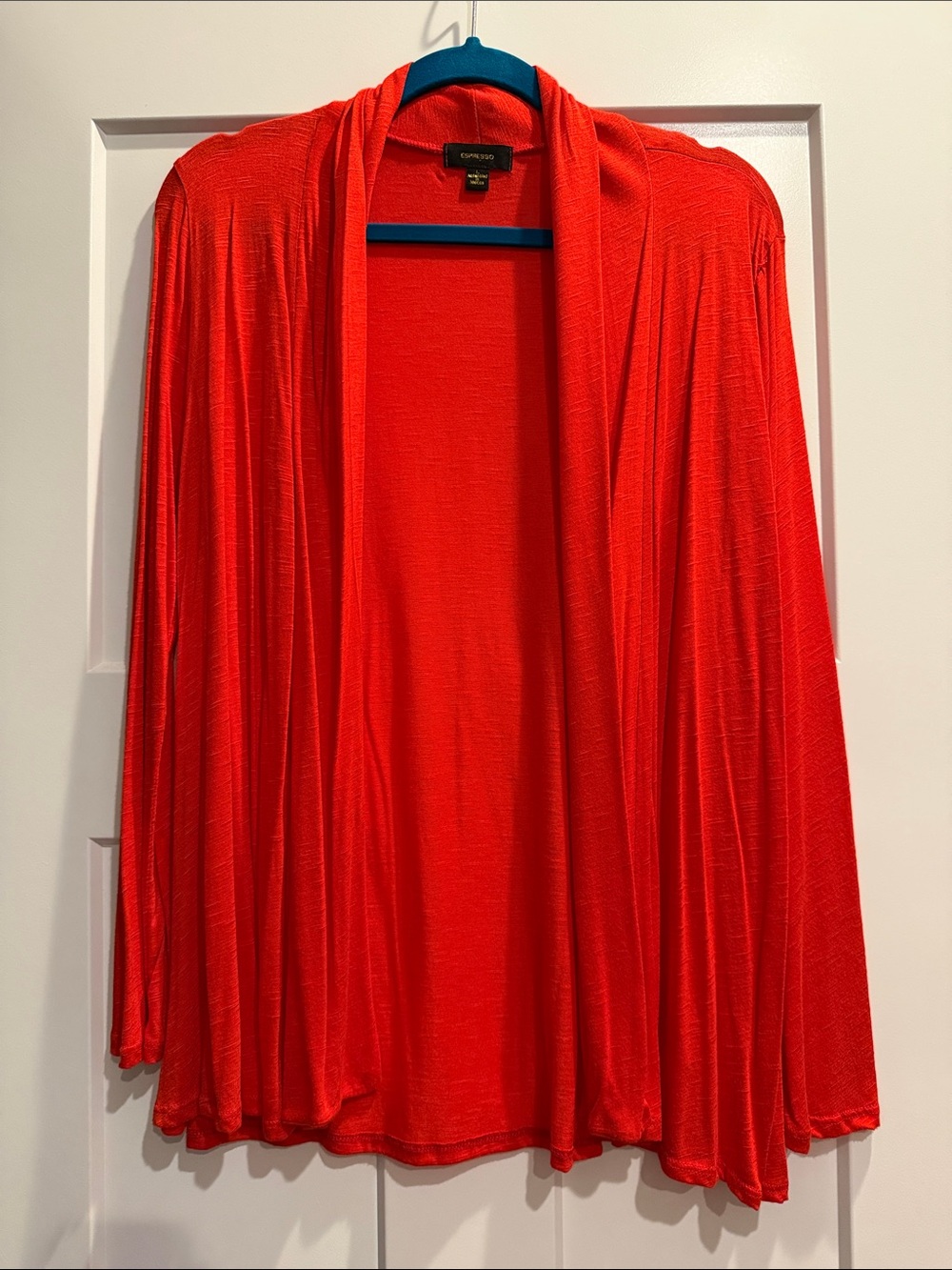 Open-Front Lightweight Orange Cardigan Size Large